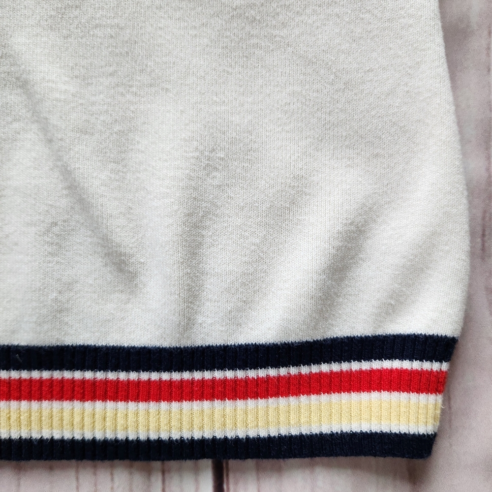 LizGolf By Liz Claiborne Sleeveless Sweater Vest Cream Stripe | Women's Size L - Picture 2 of 9